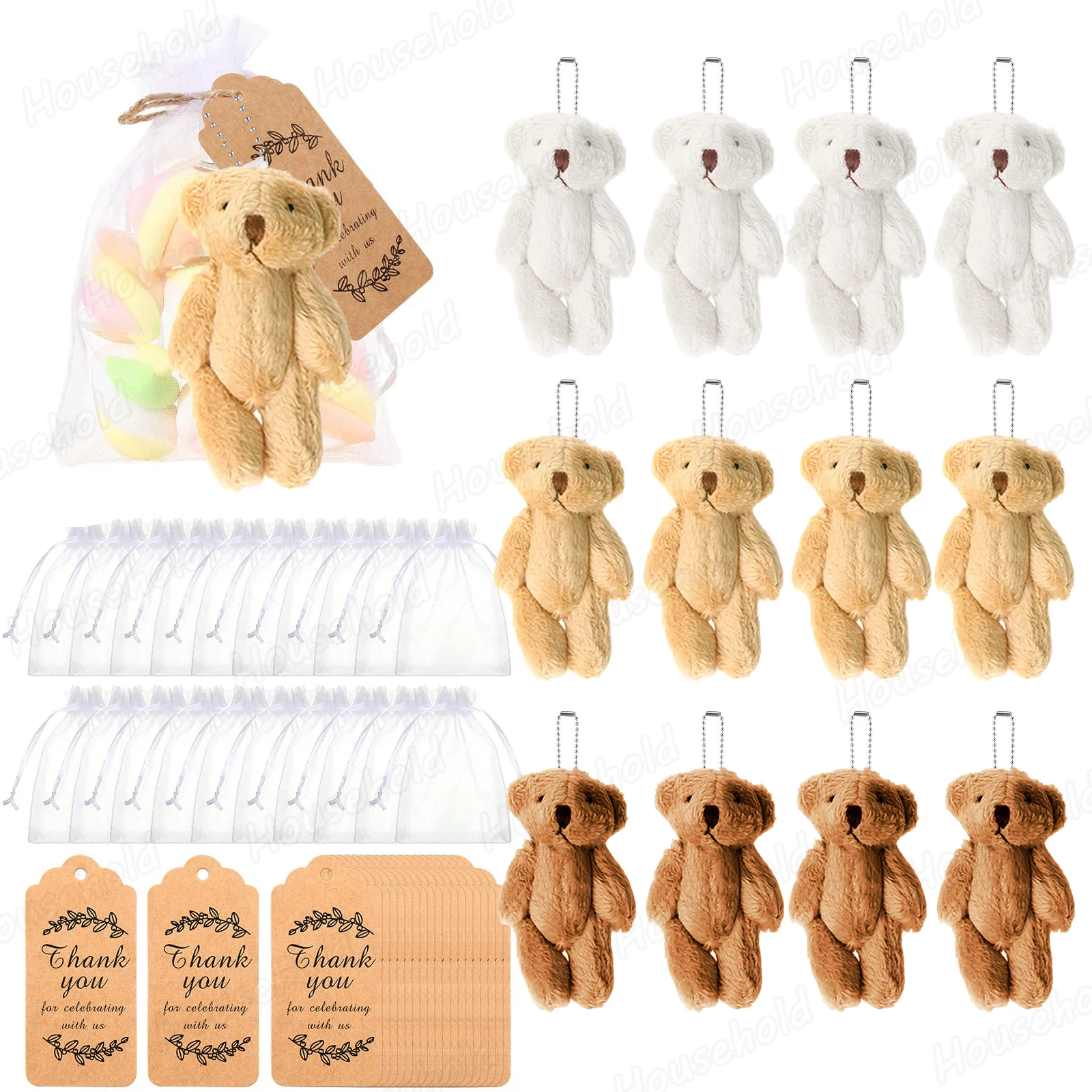 10-150Set Mini Beer Baby Douche Feestartikelen 6cm Gezamenlijke Gevulde Kleine Beren Beer Sleutelhanger voor Verjaardagstaart Bruiloft Mini Geschenken