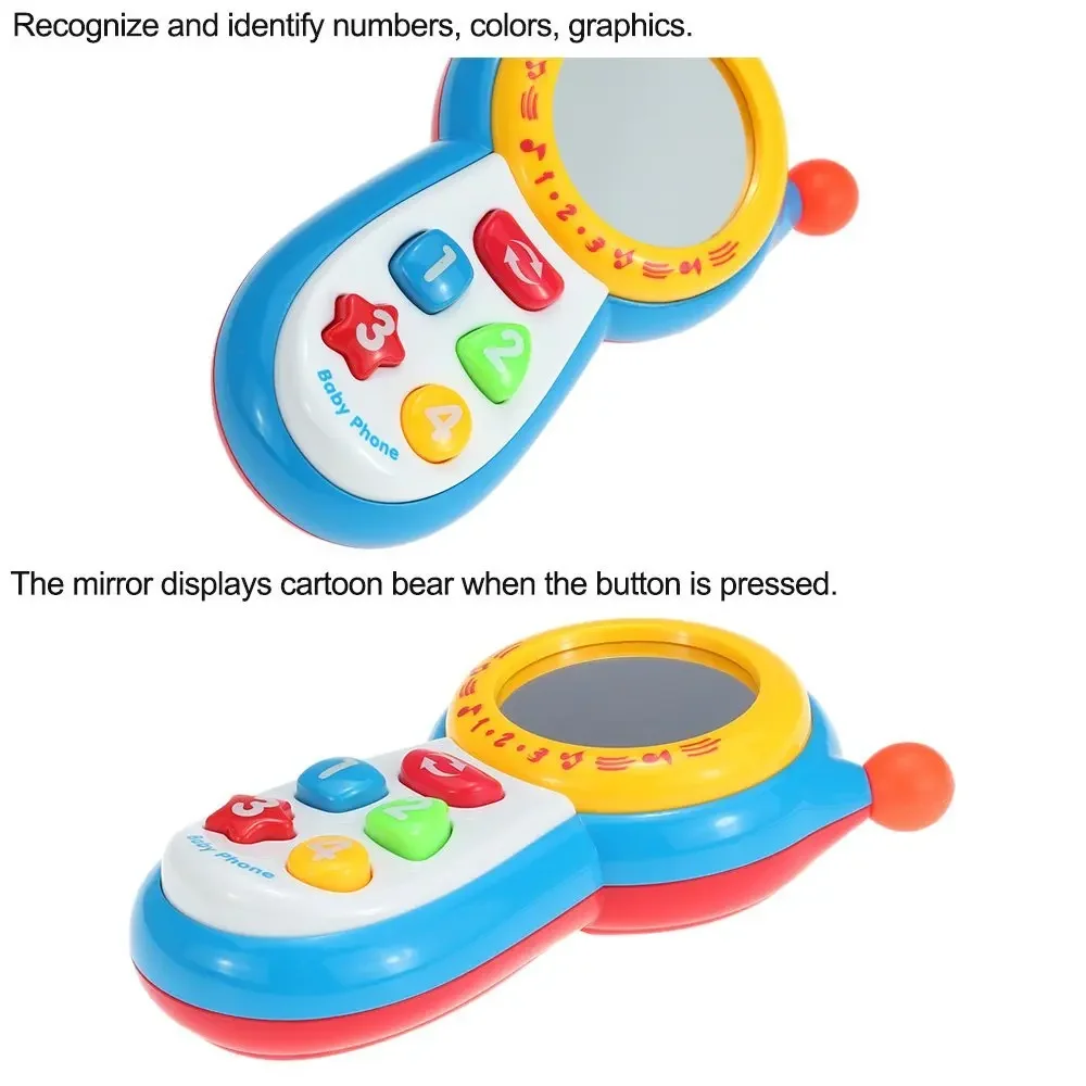 EBOYU – téléphone portable musical pour bébé, jouet, langue, avec boutons de couleur et miroir, cadeau pour enfants, CY1013-3A