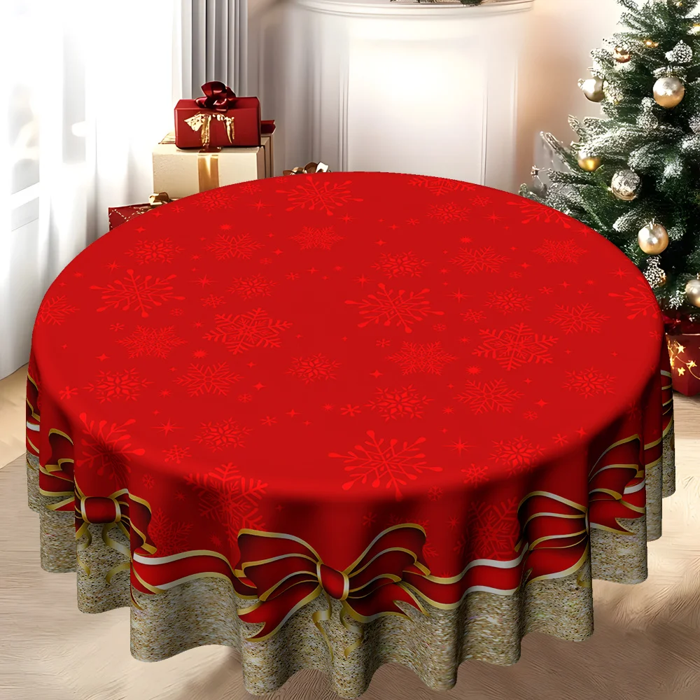 1 2D print, bohemian flat print round tablecloth with Christmas theme
