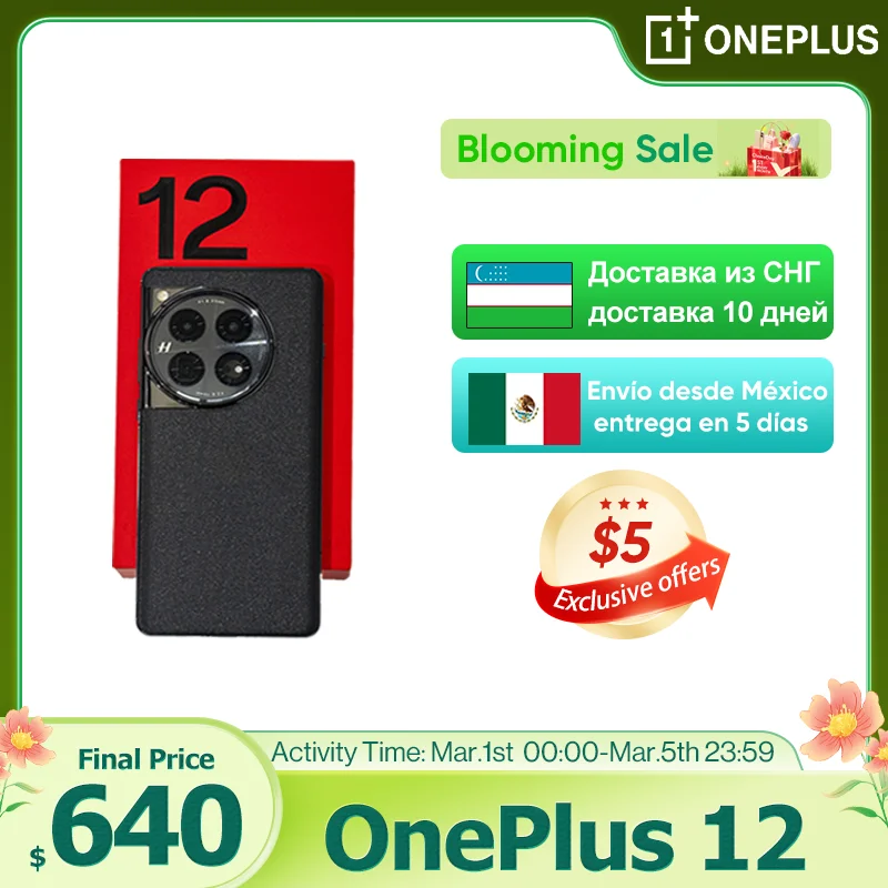 2023 Nuovo originale OnePlus 12 Global Rom Snapdragon 8 Gen 3 Schermo AMOLED da 6,82 pollici 50MP 5400mAh Batteria 100W SuperVooc