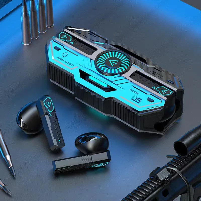 

Mecha Style Wireless Gaming Earphone TWS Bluetooth 5.3 Low Latency Headphone Game Music Dual Mode with Colorful Breathing Light