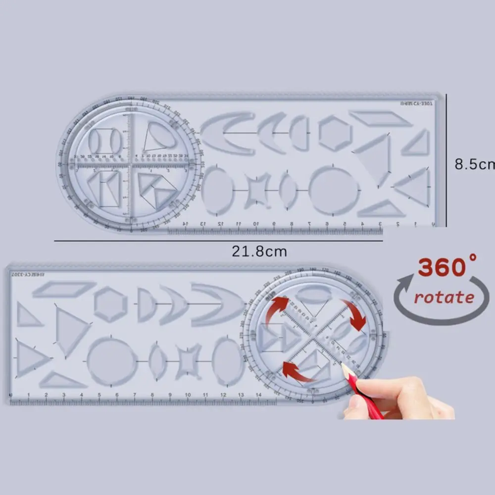 Rotary Creative Stationery School Office Supplies Gift Protractor Ruler Geometric Drawing Learning Measuring Tool