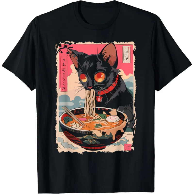 

Funny Kawaii Cat Ramen Japanese Cats Graphic Mens Anime T-Shirt