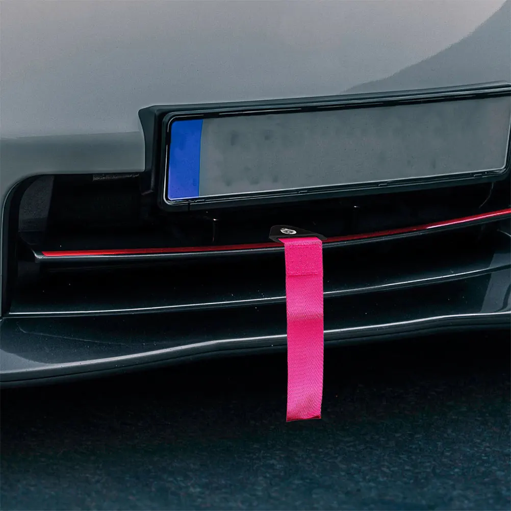 

2pcs Tow Strap for Car Bumper Violet Metal Head Decorative Rope Front Rear Universal Racing Towing Accessories Car Modification