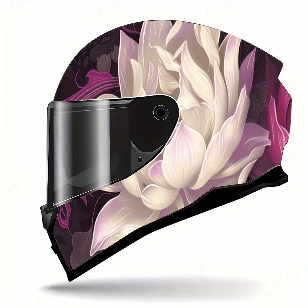 أغطية فينيل أنيقة على شكل لوتس، شارات خوذة لكامل الوجه مقاومة للماء ومقاومة للخدش، تصميم فني متين من مادة PVC، Inst