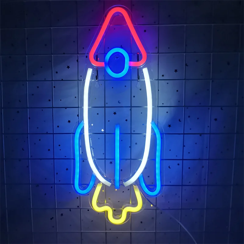 Ufo Universum Planeet Ruimteschip Vorm Neon Borden Lichten Muur Kunst Kleurrijke Led Nachtlamp Kids Cadeau Bar Home Party Decoratie