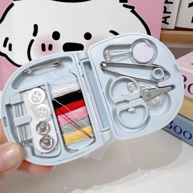 ABS Nordic Style Mini Portable Sewing Kit Pocket Size Travel Sewing Set with Essential Tools Scissor Thread Needles Buttons