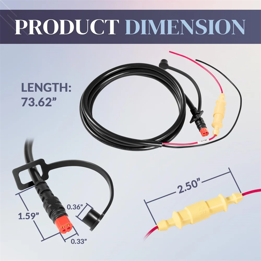 Cable de alimentación de 4 pines para Garmin 010-11678-10 Echo Series Fish Finder, 6 pies (1-4/5 m), Cable de alimentación que reemplaza a Echo