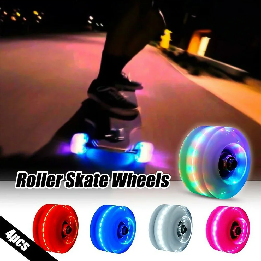 Luminous Light Up Roller Skate Wheels - 4 PCS Universal Double Row Skate Accessories