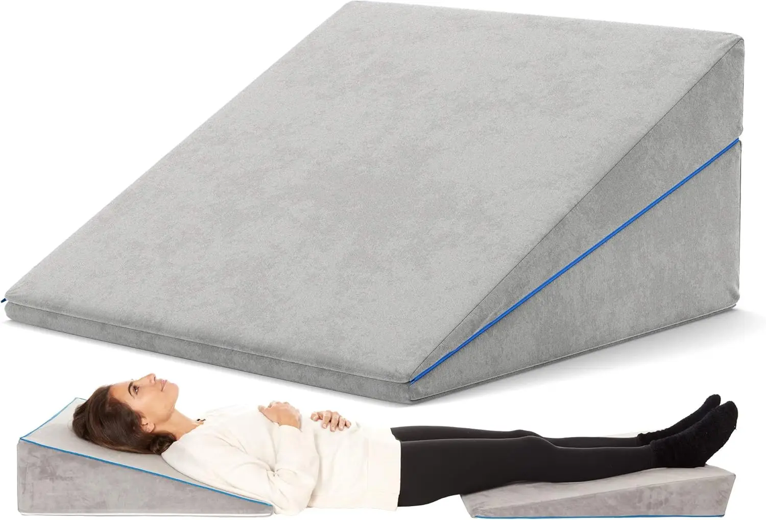 

Memory Foam Bed Wedge Pillow For Sleeping – 3 In 1 Support - Adjustable To 4.5, 7.5 & 12 Hes – Combination Zipper Technology |