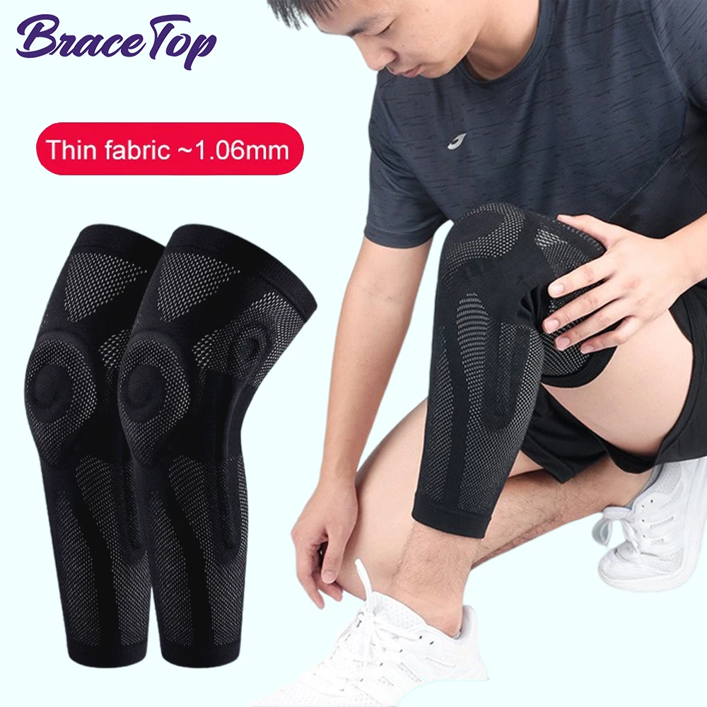 

BraceTop Sports Lengthen Leg Sleeve Knee Pad Breathable Compression Non-slip Leg Support for Mountaineering, Fitness, Football