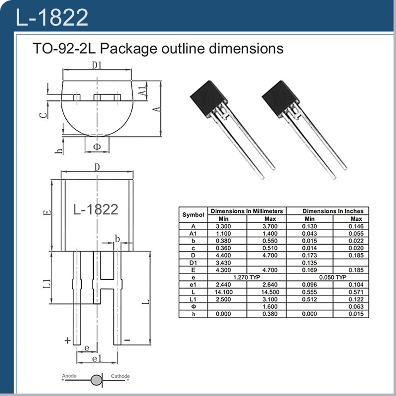 5PCS CRD Diode L-1822 20.0mA SMD TO-92-2L Current Regulative Diode New  It can be applied to LED power supply and sensors