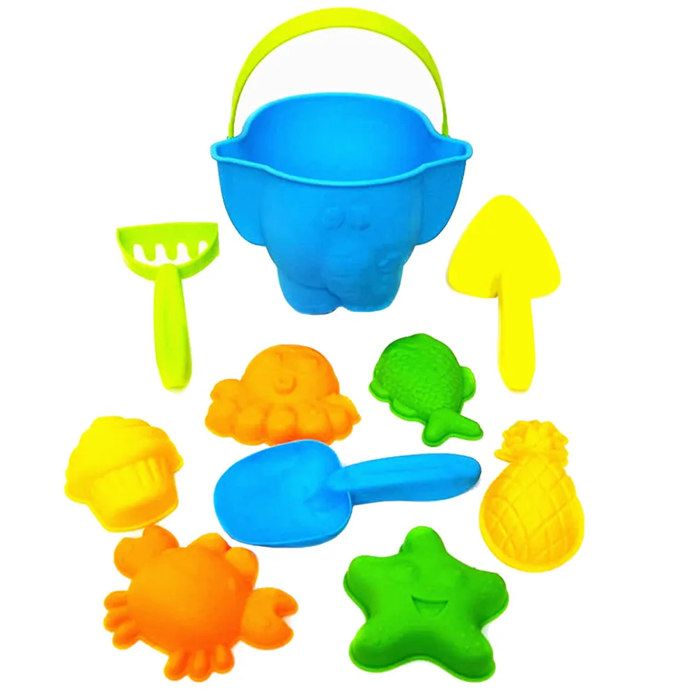 10Pcs Portable Beach Playing Set Fun Toy Shovel Bucket Sand Tools Boys Children