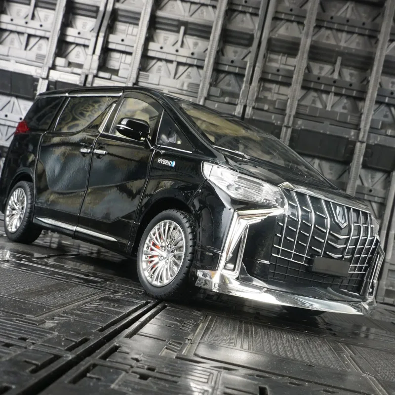 1:18 vehículo comercial grande Toyota alphard MPV, modelo de aleación acústico-óptico, coche de juguete extraíble para niño, mano de obra fina