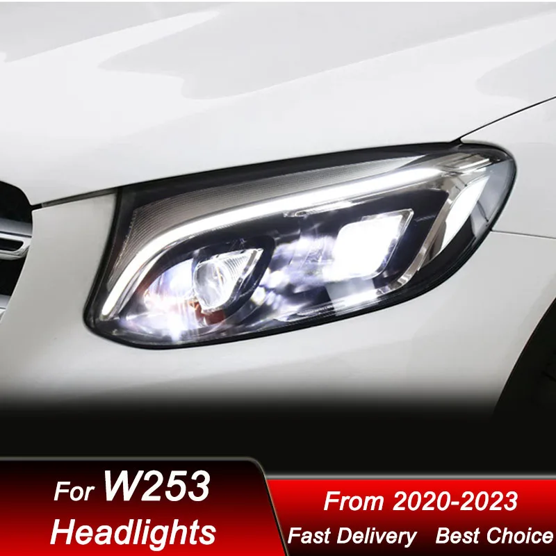 

Автомобильные фары для Mercedes-Benz GLC W253 2016-2019, высокий стиль, полностью светодиодные автомобильные фары в сборе, комплект аксессуаров для линз проектора