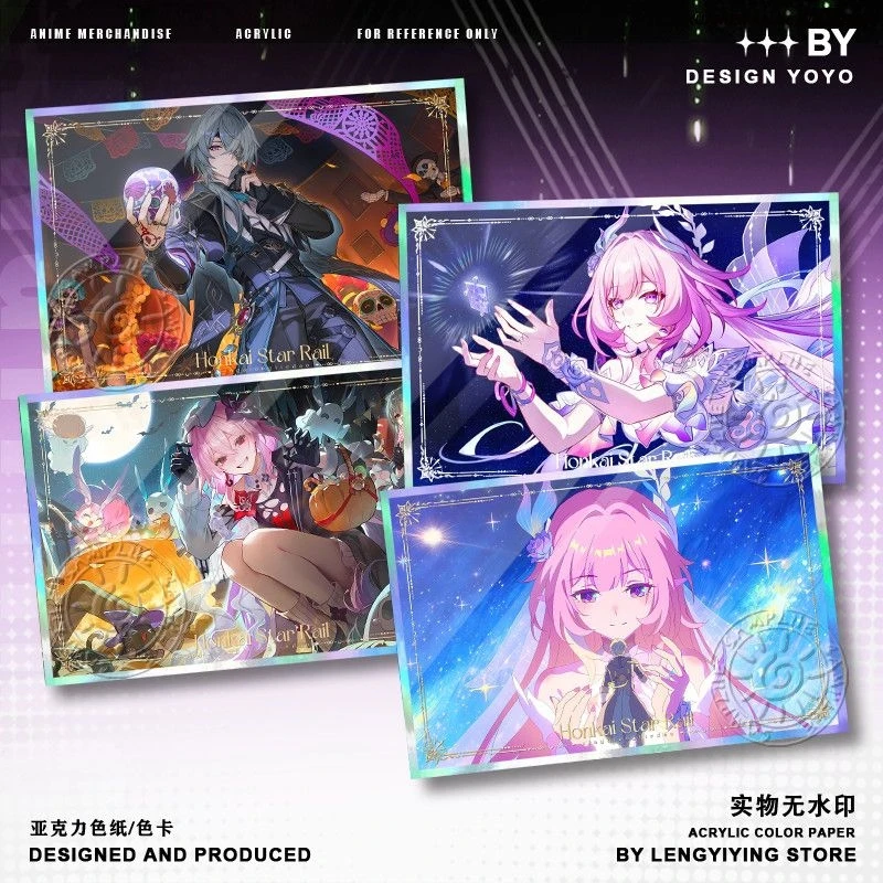 Juego Honkai:Star Rail 7 de marzo Anaxa Cyrene Cospaly, tarjeta de firma acrílica, decoración láser, doble destello, adorno de papel de colores