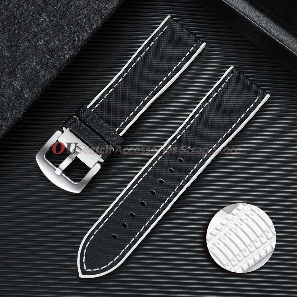 18mm 19mm 20mm 21mm 22mm 24mm Nylon-Segeltuch-Gummi-Hybrid-Uhrenarmbänder Ersatz-Uhrenarmband Silikon Wasserdichte Herrenarmbänder – Detail 18
