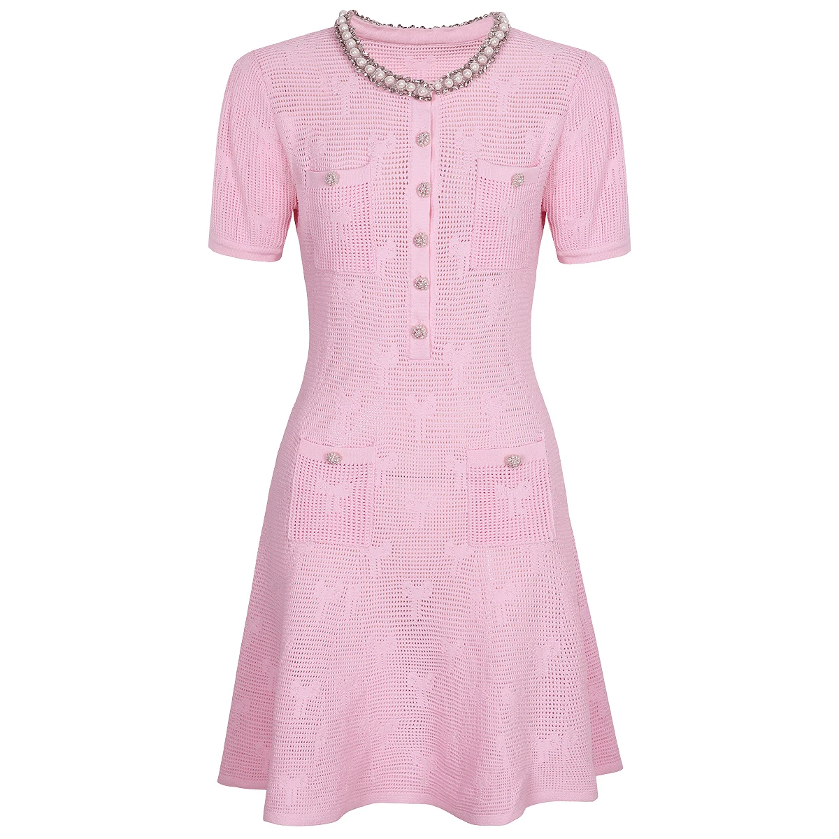 

Высокое качество, роскошное летнее платье с круглым вырезом и бусинами, новое модное эластичное трикотажное облегающее женское платье с короткими рукавами