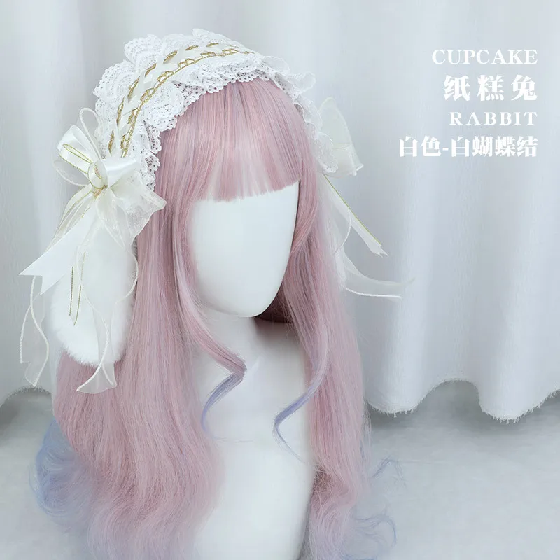 Lolita fascia per capelli Kawaii Bunny Girl Cosplay fascia per capelli nastro orecchie di coniglio copricapo JK cerchio per capelli puntelli Cosplay accessori Lolita