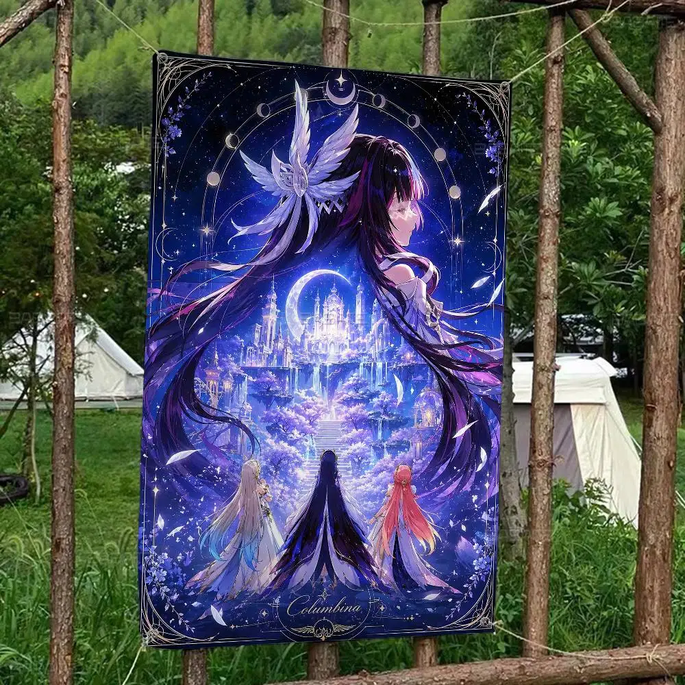 Popular C-Columbia G-Genshin I-Impact High End Quality Banner Printing Artistic Atmosphere Style Camping Flag
