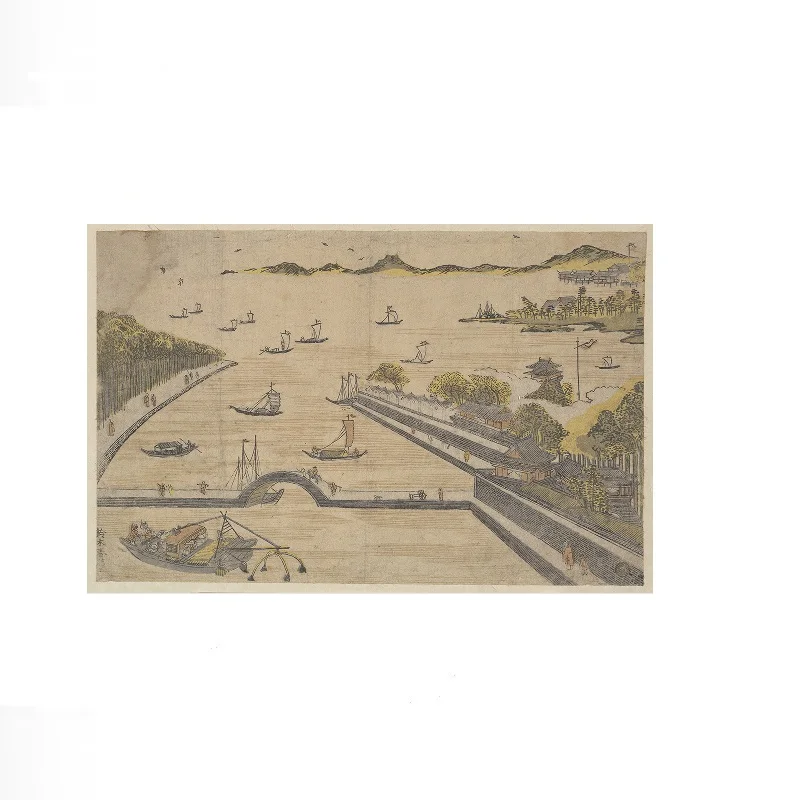 View of Fukagawa, Edo Suzuki Harunobu Japanese, Art Print Canvas Poster, Living Room Decor, Home Wall Picture
