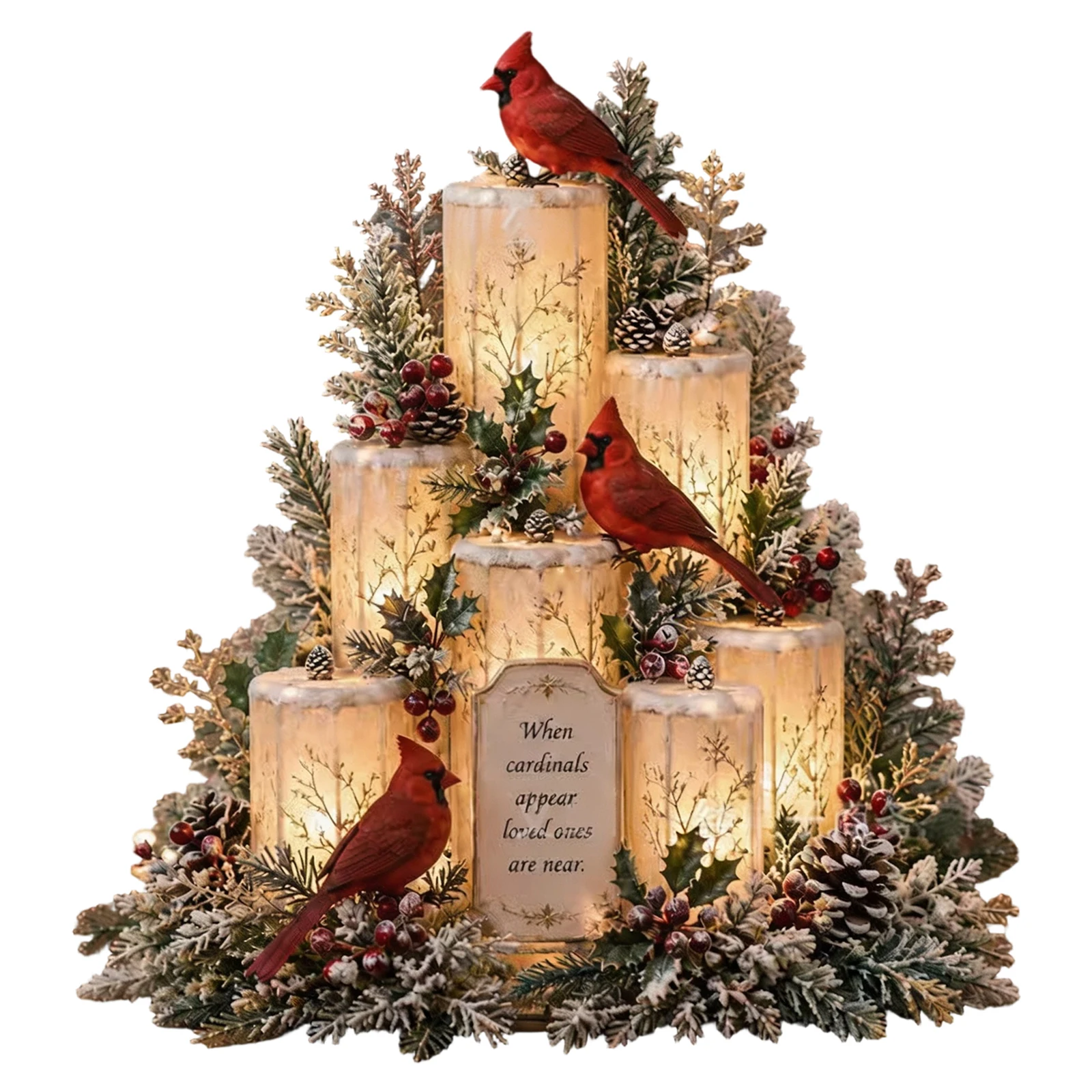 LED Warm Glow Cardinal Figurine Bird Statue Memorial Sympathy Gift for Mom Grandma Bird Lover Shelf