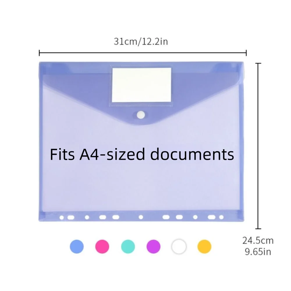 6 cartelle raccoglitori in plastica dal design semplice A4 11 fori tasche perforate etichetta con chiusura a scatto trasparente ufficio a fogli mobili