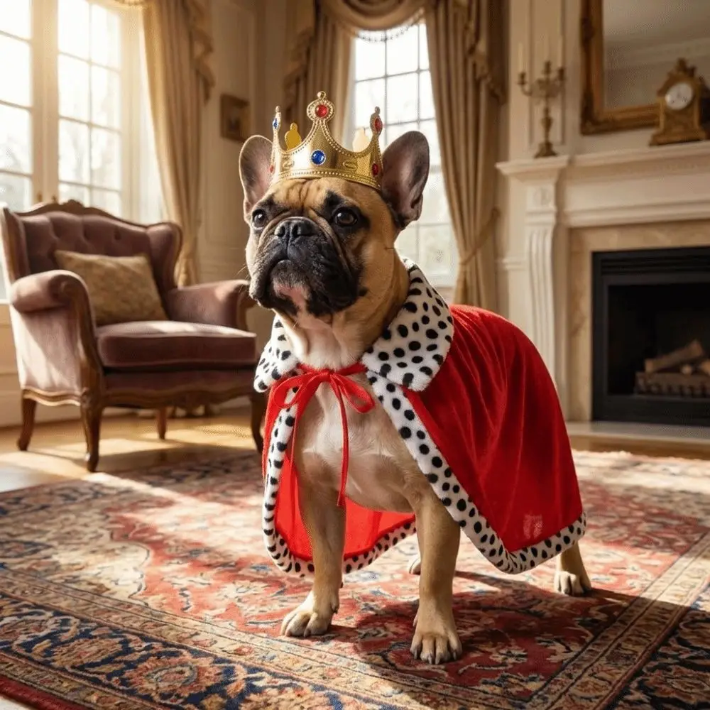Hundekleidung: Verstellbarer Hunde-Königsumhang mit Krone, Samtbesatz, Haustier-Cosplay-Umhang, gemütliches, atmungsaktives Haustierkostüm für Fotoshootings – Detail 11