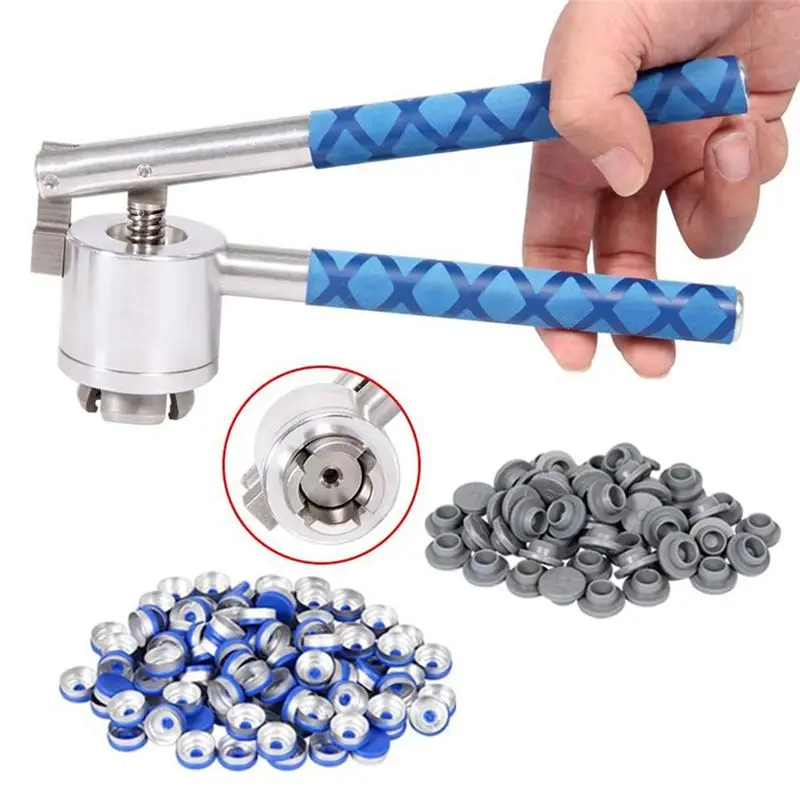13Mm Flip Crimper Vial Crimper, Flip Caps Crimper 100 Pcs Flip Caps And 100 Pcs Rubber Stoppers Are Included