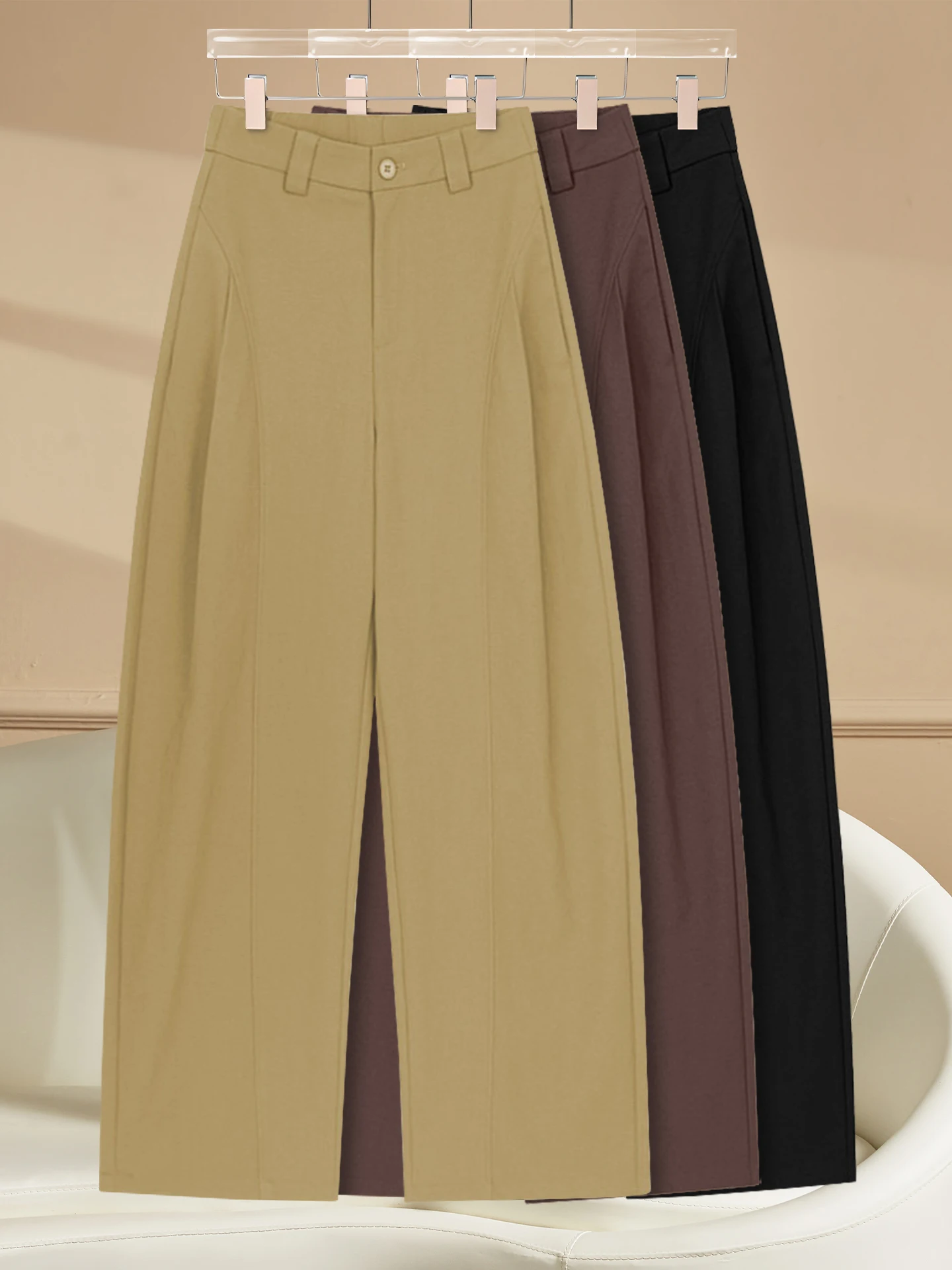 

High Waist Wide Leg Pants Women's Spring Autumn 2026 New Style Loose Slimming Straight Blade Pants Casual Comfortable