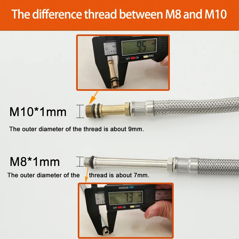 M10/M8 G1/2 Stainless Steel Braided Hose Faucets Mixed hot and Cold Water Inlet Pipe Basin Wash Basin Water Pipe 80cm1M1.5M2M
