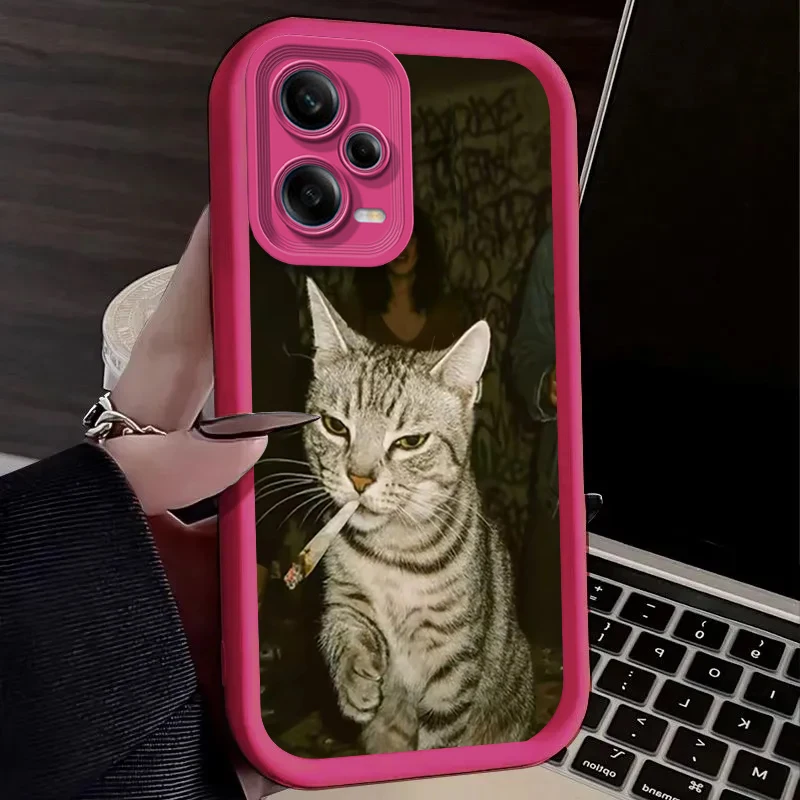 Trendy Cat Smoking Phone Case for Xiaomi Redmi Note 14 14S 12 11 Pro Plus 5G 12S 11S 10S 10 9 Redmi 14C 13C 12C 12 4G A3 A3X view 6