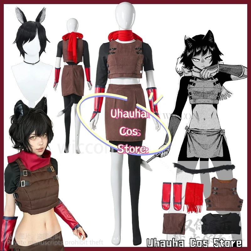 أزياء أنيمي لذيذة في الزنزانة التأثيرية إيزومي هيتومي فستان مثير زي موحد باروكات ذيل فروي لحفلات الهالوين حسب الطلب