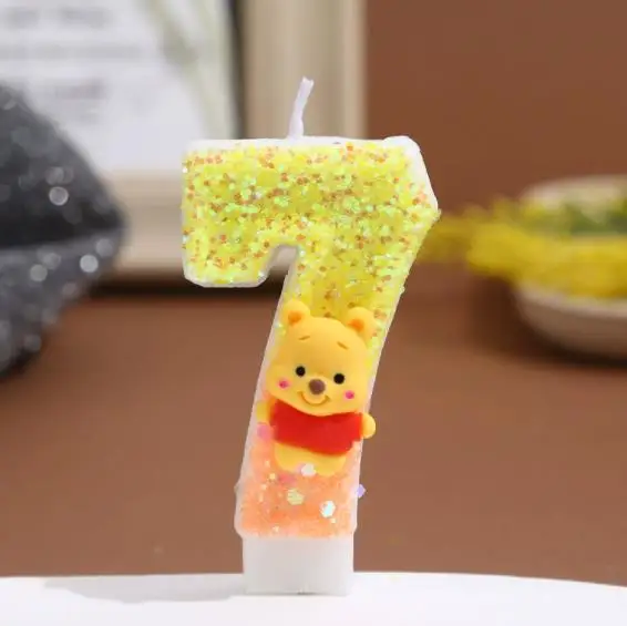 Anime 0-9 Zahl Kerze Nette Winnie the Pooh Kerze Cartoon Charakter Kinder Party Kuchen Plug-in Geburtstag Kuchen Dekoration geschenke – Detail 10