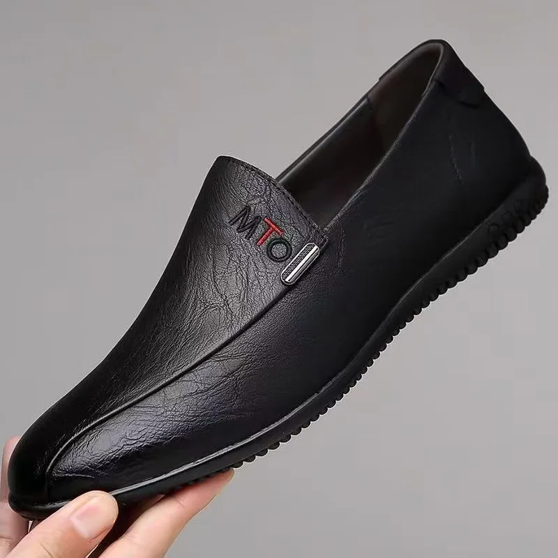 Men's new Doudou men's breathable casual leather soft leather soft sole non-slip dad shoes
