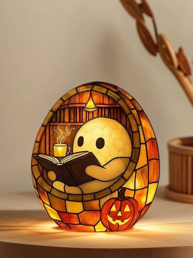 Ghost Reading Book Lamp Halloween Readers Bookish Aesthetic Light Halloween Decor for Readers & Book Lover