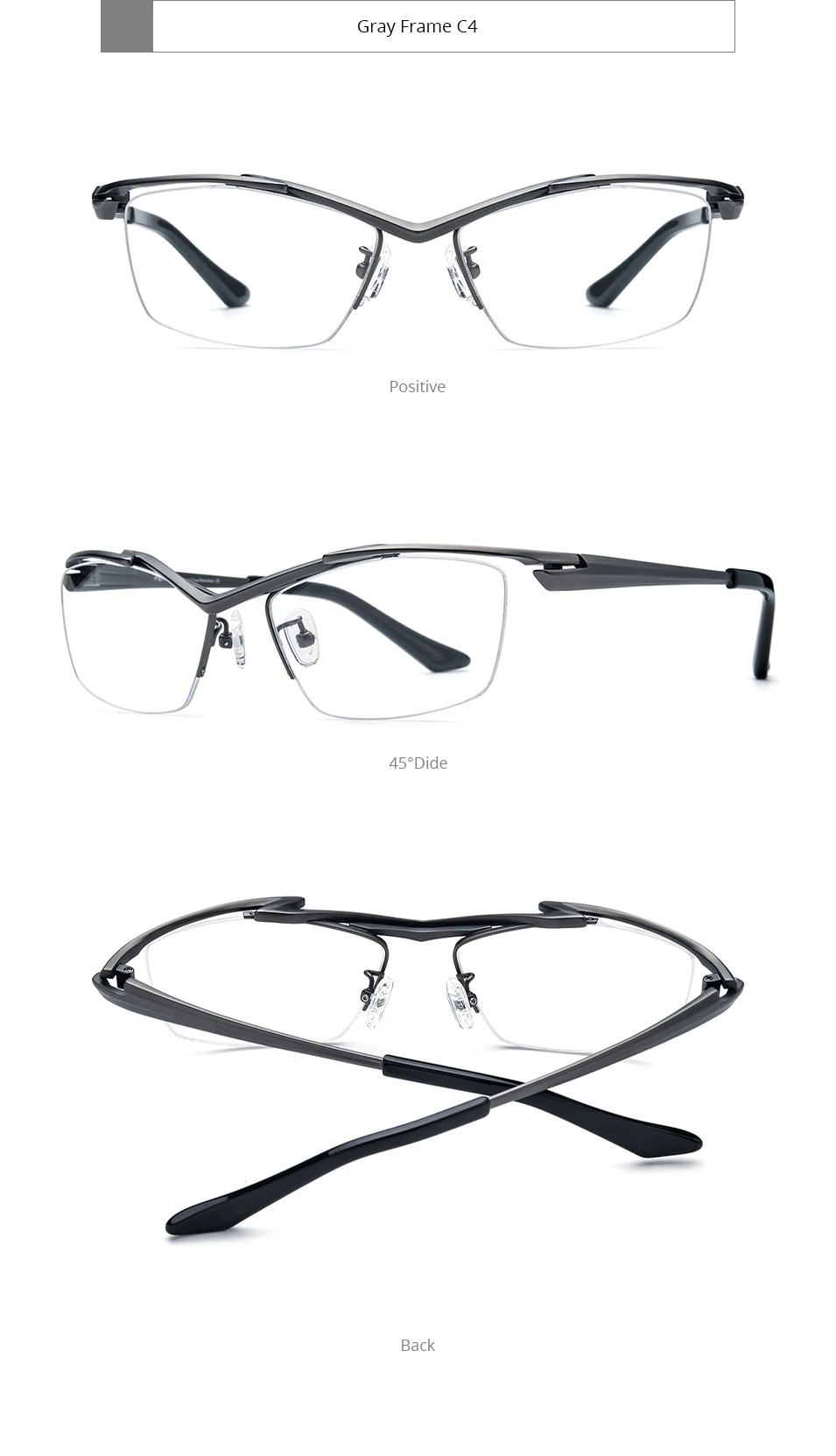 FONEX Titan-Brillengestell für Herren, Markendesign, halbrandlose quadratische Brille, halbrandige japanische ultraleichte Brille 85763 – Detail 10