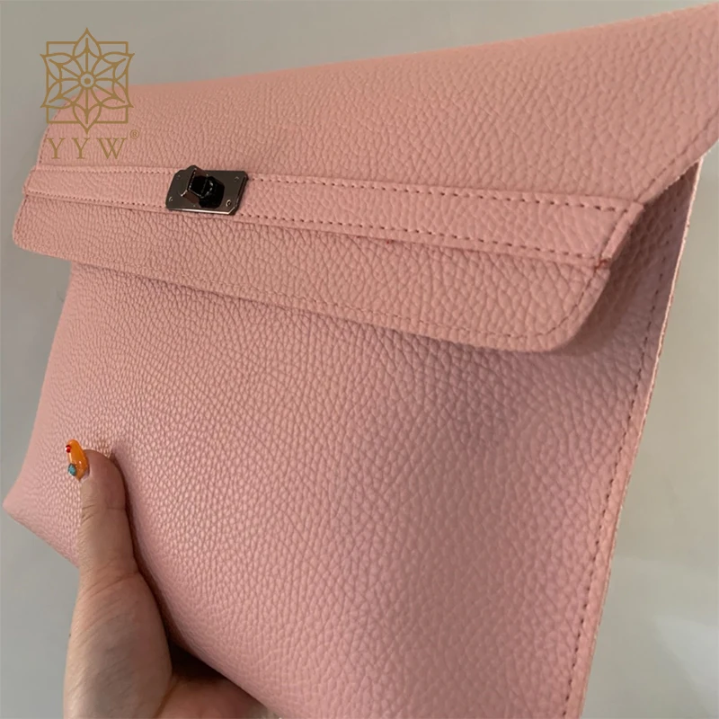 Fashion Pink Clutch Bag Simple Women Ladies Clutch Pu Leather Envelope Clutch Bags Soft Lychee Pattern Purse Hand Bags 2023