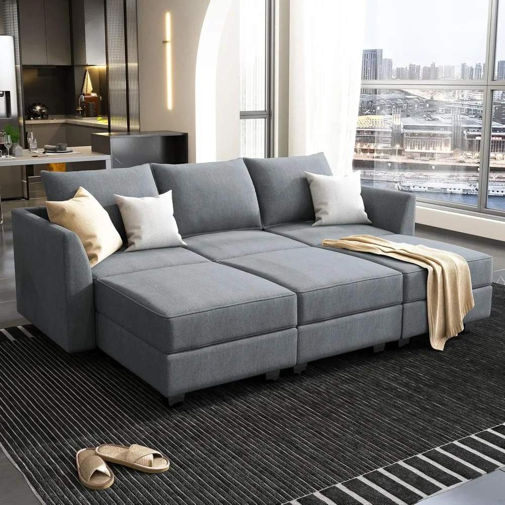 

Modular Sectional Sleeper Sofa, with Storage, Convertible Modular Sectional Sofa ,Reversible Chaise, Living Room Sectional Couch