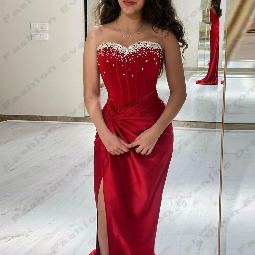 Luxury Sexy Backless Evening Dresses Exquisite Beading Mermaid Off The Shoulder Sleeveless High Slit Prom Gowns For Women 2024