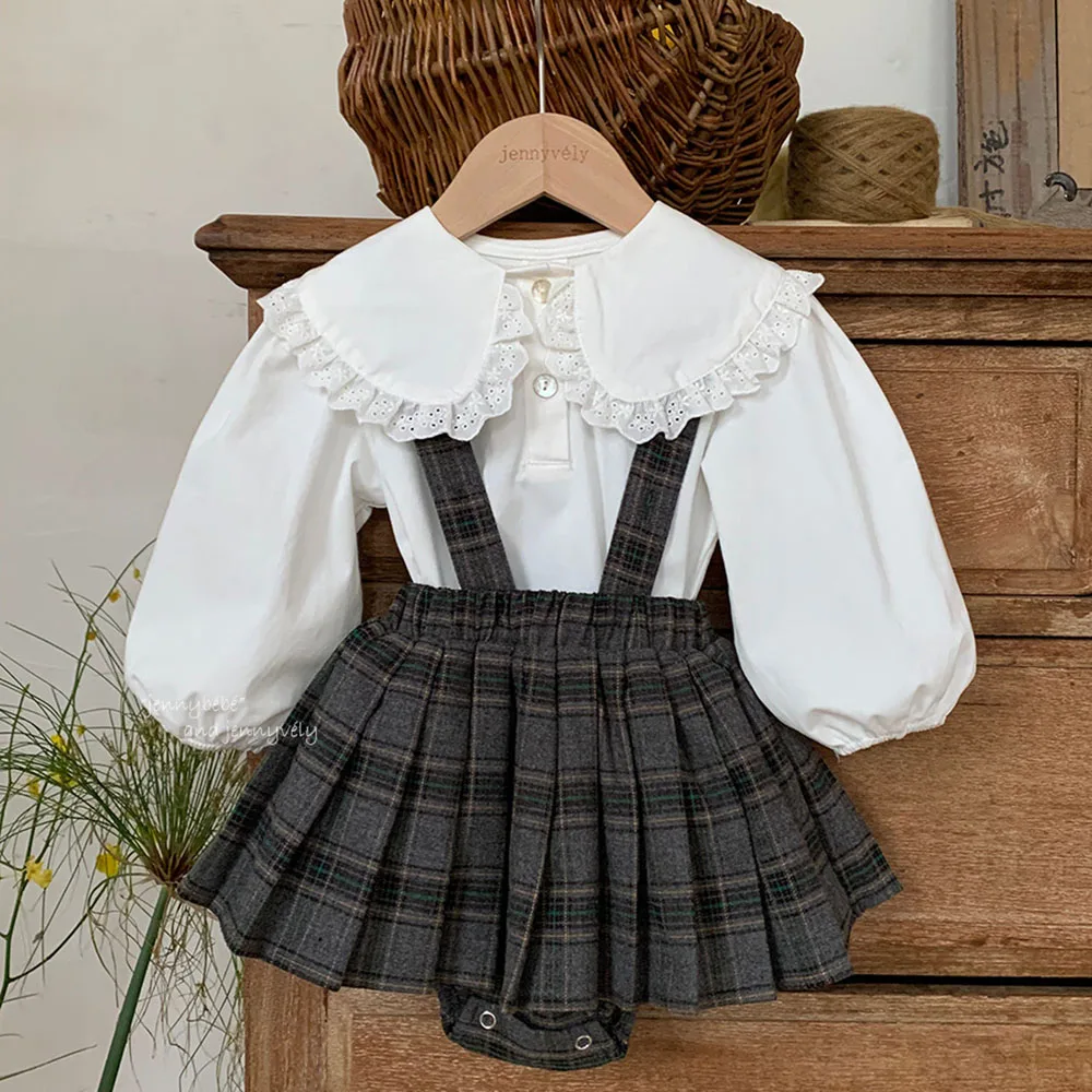 

Белая хлопковая блузка для девочек от 1 до 6 лет, милые рубашки принцессы с кружевным воротником, осенние детские пуловеры, корейская японская детская одежда