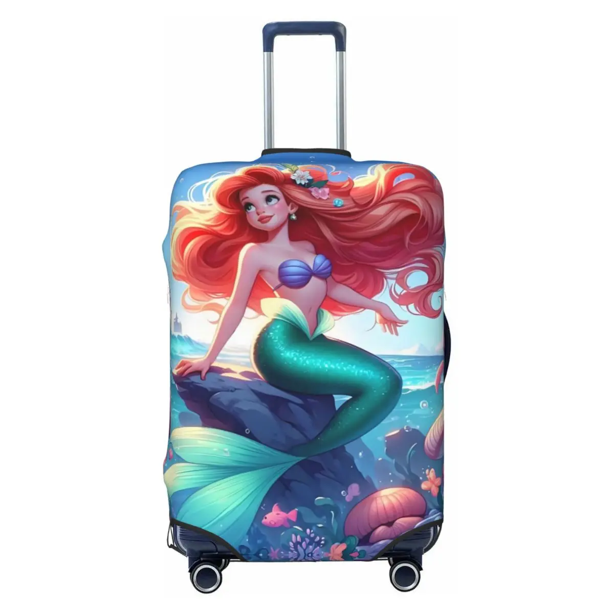 

Custom The Little Mermaid Travel Luggage Cover Washable Cartoon Movie Suitcase Cover Protector Fit 18-32 Inch
