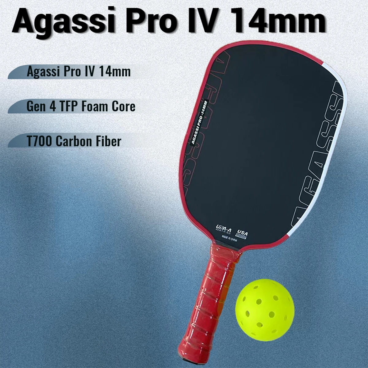 

Agassi Pro 4 Pickleball Paddles 14 мм OEM Gen 4 TFP Пенопластовый сердечник T700 Углеродное волокно Более мощность и вращение