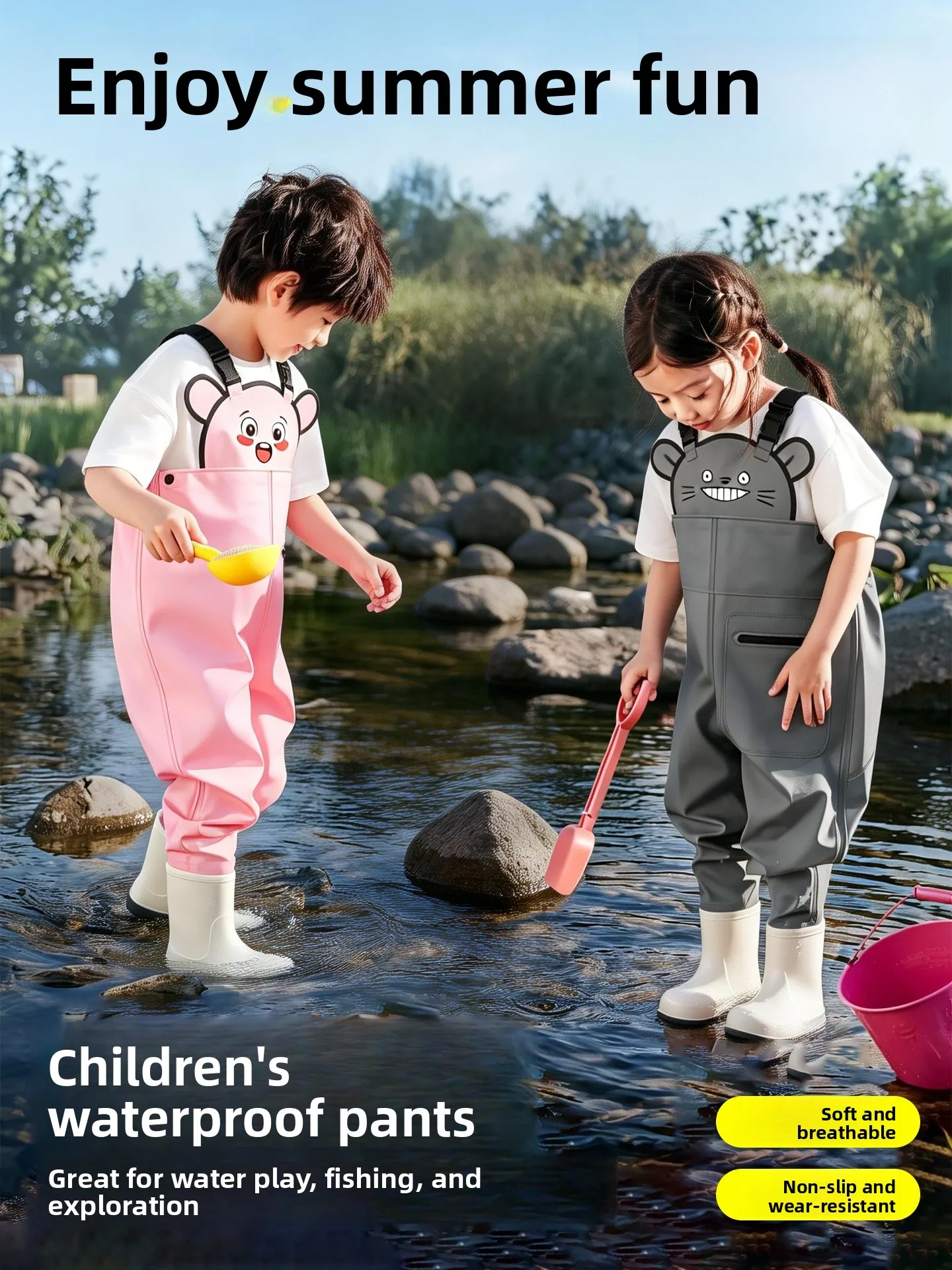 children's-waterproof-wading-suit-ultra-light-anti-slip-full-body-rain-boots-overall-fiing-gear-for-boys-and-girls