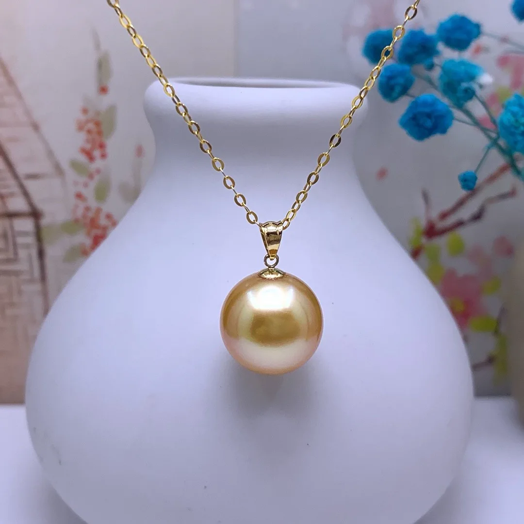 SHILOVEM 18k Gold  Pearl pendant New Birthday Christmas Gift Fashion Wholesale Women  none necklace 12mm yzz1212091zz