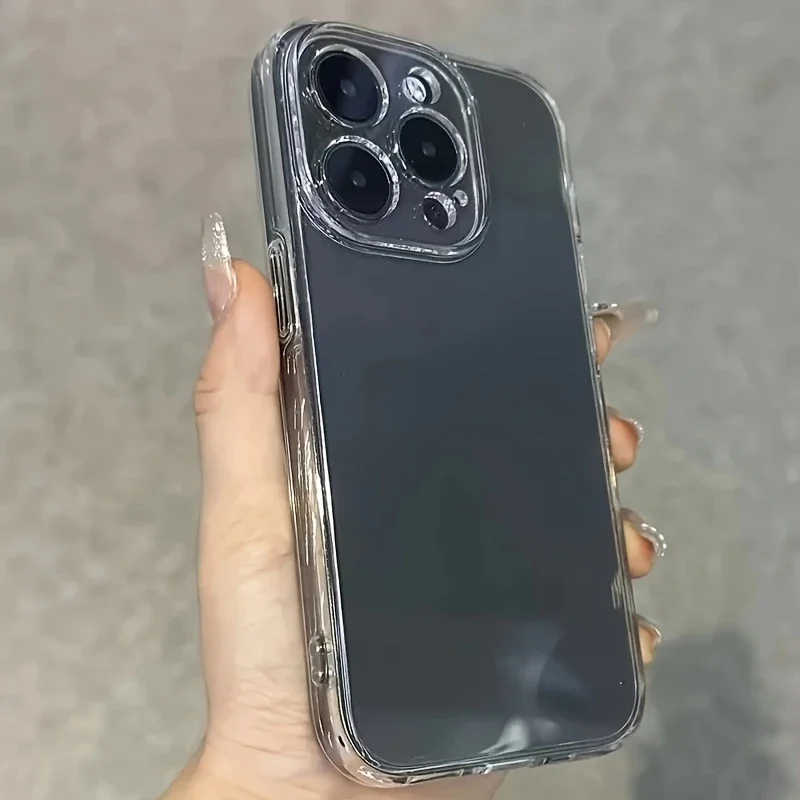 المجموعة المكونة من 3 قطع من حافظات الهاتف البسيطة والشفافة مناسبة لهواتف iPhone 16، 15، 14، 13، 12، 11promax، 14 Plus و15 Plus.