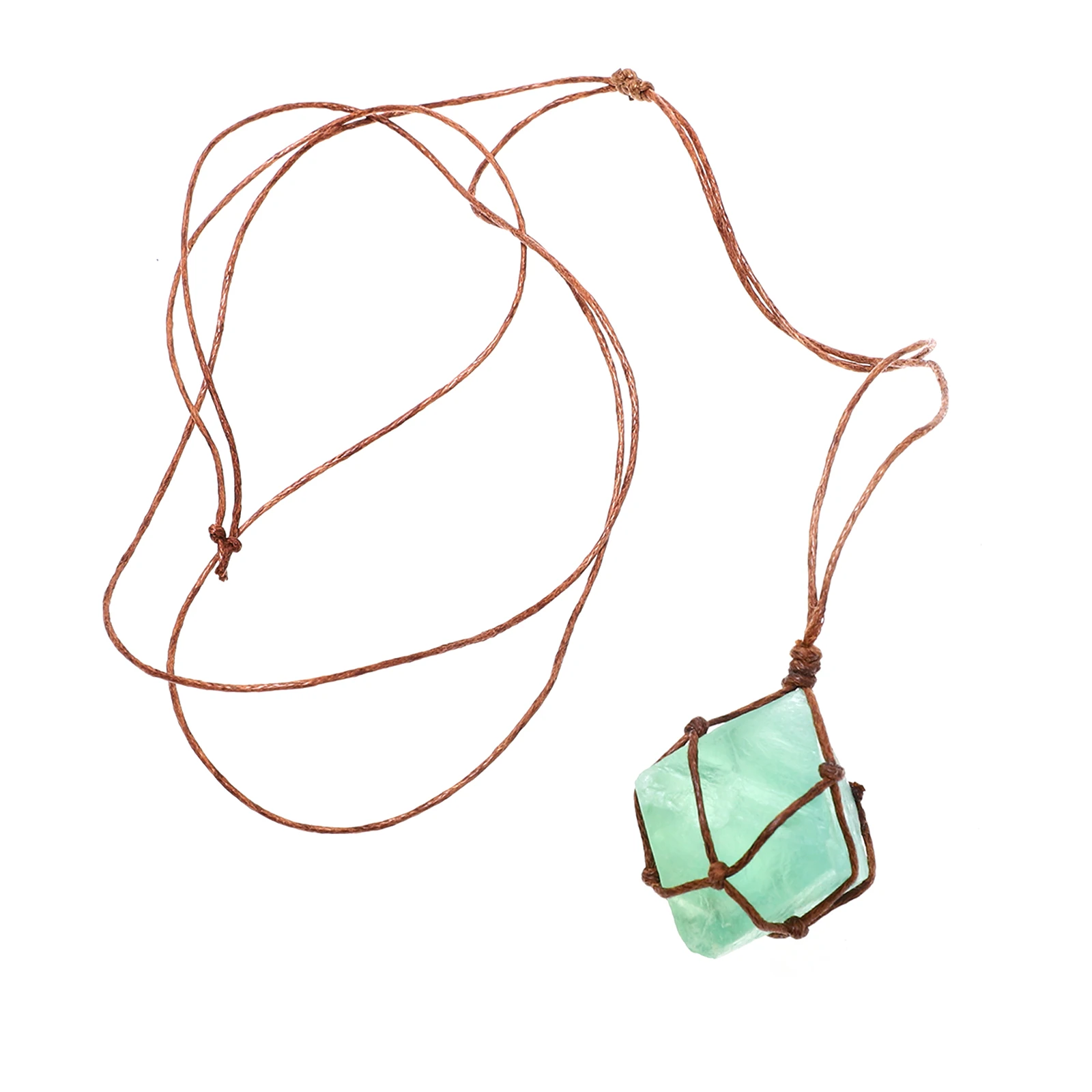 

Green Fluorite Crystal Necklace Natural Gemstone Wire Wrap Pendant for Party Wedding Dance Cosplay Raw Stone Jewelry