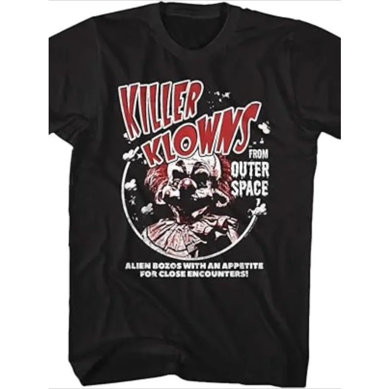 Black Halloween alien Bozo comfortable daily wear or fitness men's killer clown pattern T-shirt short sleeved