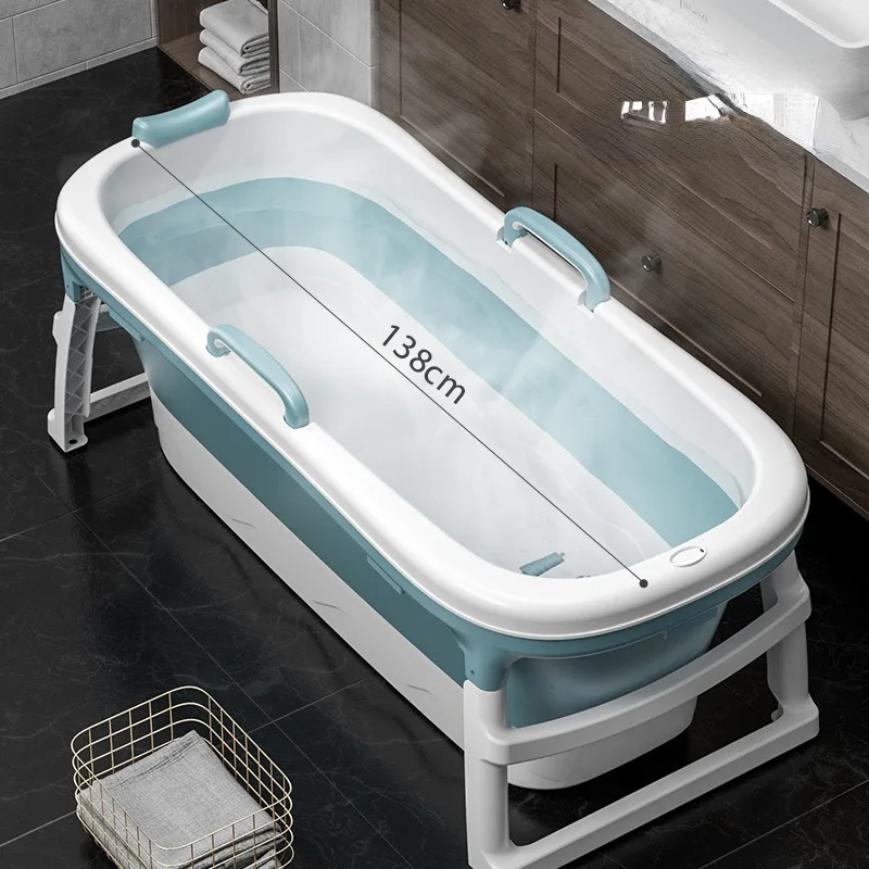 Foldable Bath Tub Freestanding Bathtub Large Capacity Family Kids Plastic Portable Bathtub for Adults with Hole