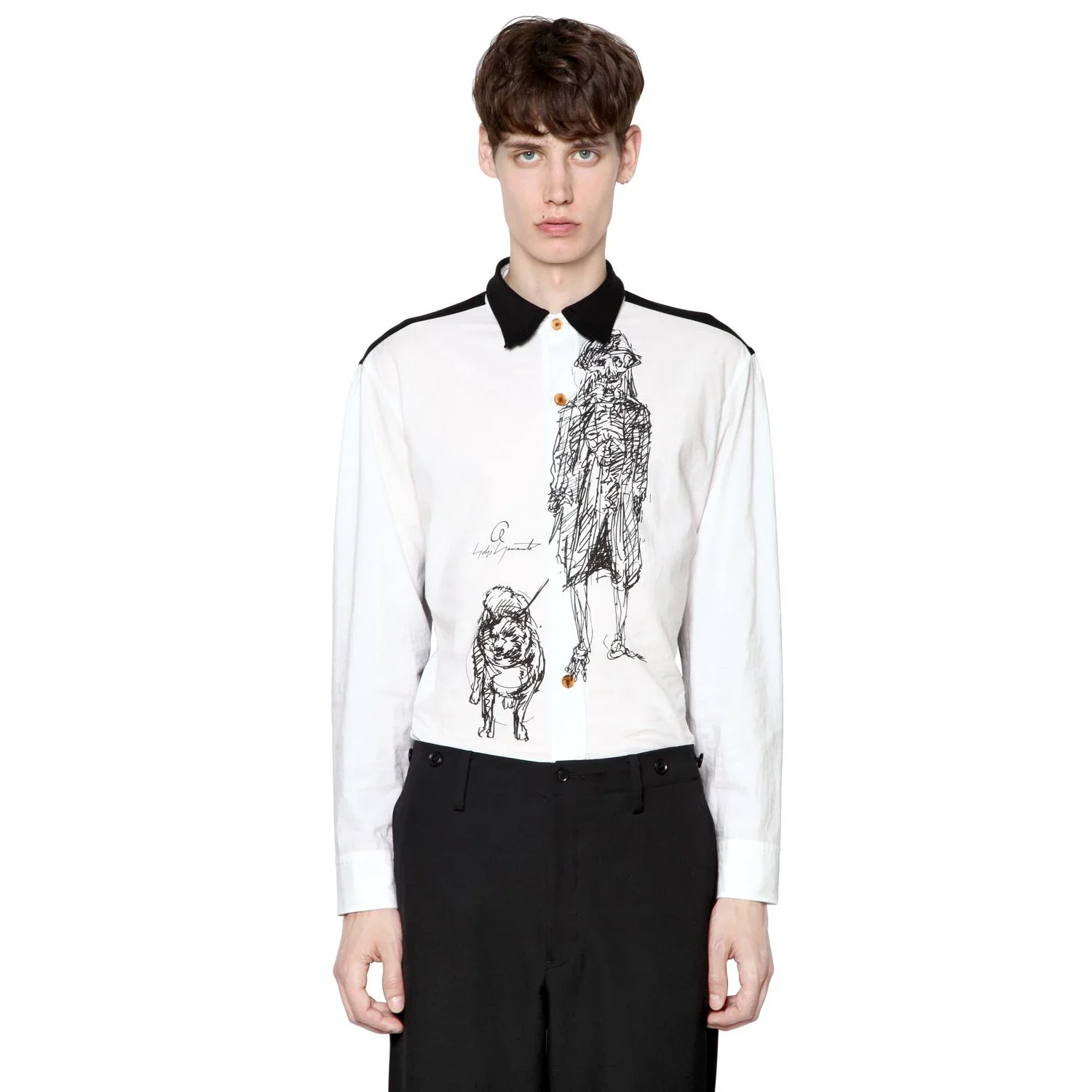 

YOJI OOAK ФУТБОЛКА с принтом Yoji Ooak, мужская повседневная рубашка из египетского хлопка